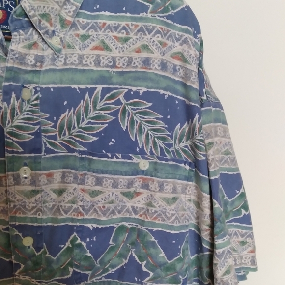 Ralph Lauren Chaps Cotton Short Sleeve Hawaiian Button Up Shirt Size Large - Picture 5 of 13